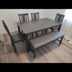 6 Pcs Dining Set Grey $499 FREE LOCAL DELIVERY