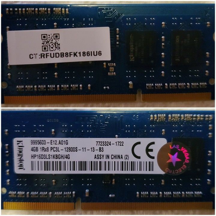 4GB Kingston DDR3 Laptop Memory 1RX8 PC3L-12800S-11-11-B3 HP16D3LS1KBG/4G