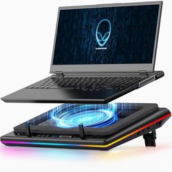 Brand New RGB Laptop Cooling Pad with Powerful Turbofan, Gaming Laptop Cooler Radiator with Infinitely Variable Speed,Touch Control, LCD Screen,Seal F