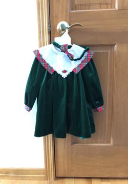 Red and green Christmas dress with head band - Size 3T