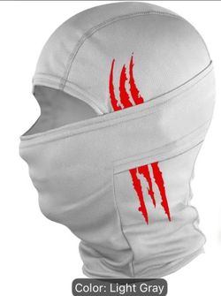 Light Gray Balaclava with Red Claw Print