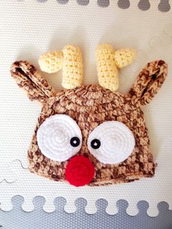 Rudolf The Reindeer Crochet Hat