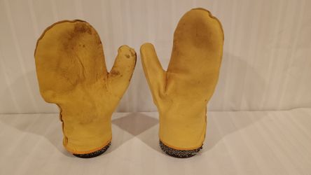 White Water Men'sYellow Leather Work Mittens