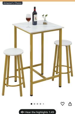 BAR TABLE AND TWO STOOLS
