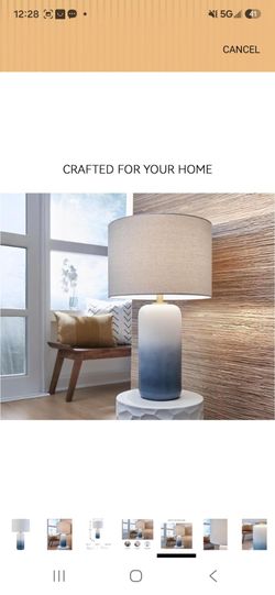 Signature Design by Ashley Ceramic Table Lamp, Fabric Drum.