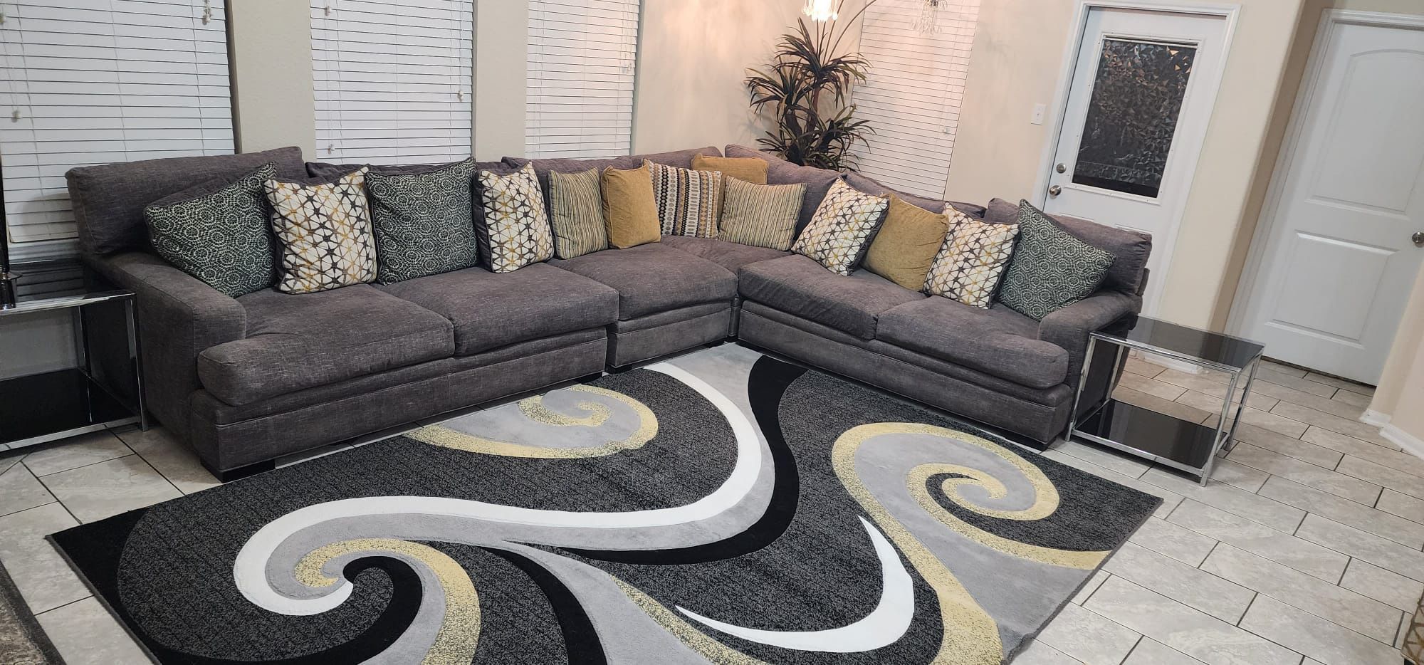 4 Pieces Right Arm Sofa Chaise Sectional- Gray