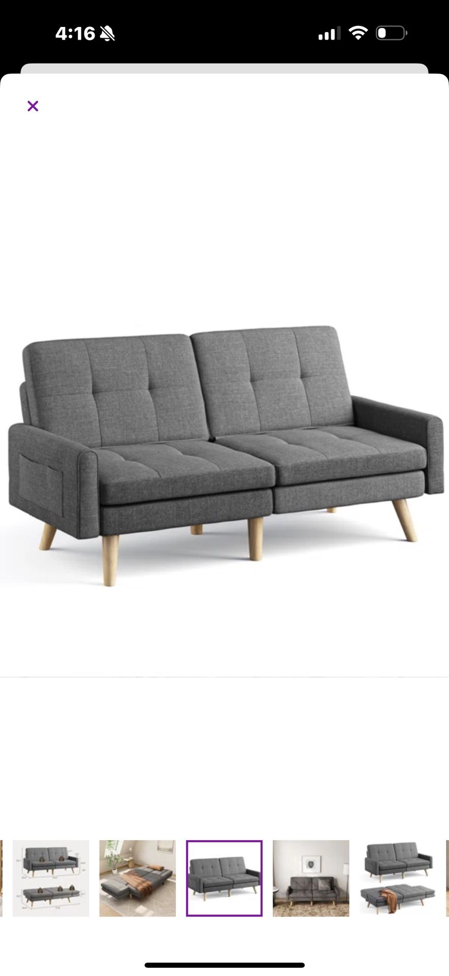 For Sale: Gray Futon Loveseat Sofa, Reclining Linen Sofa Bed