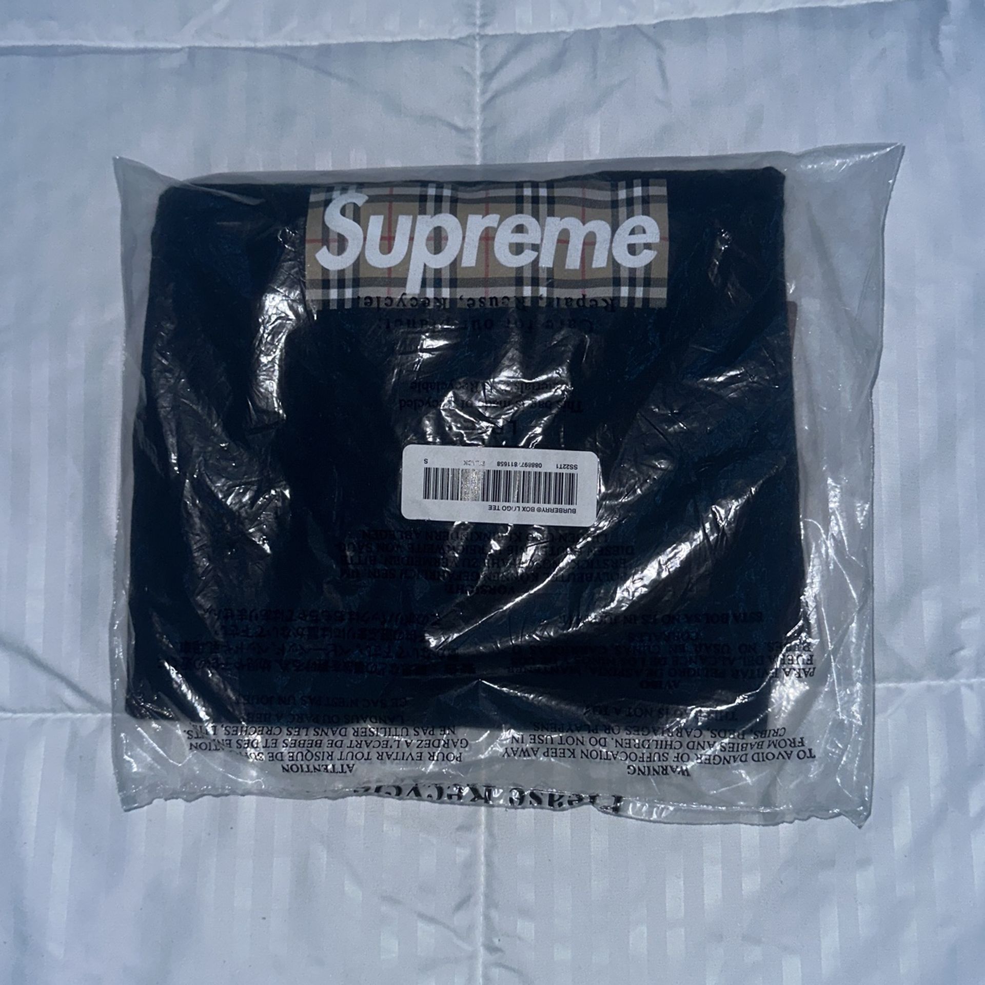 Supreme X Burberry Box Logo Tee - Size Small
