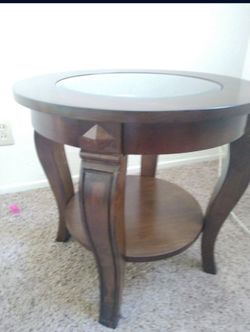 2 Wood Glass Side Table