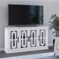 Tresanti White TV Console Sideboard 63.3 x 17.4 x 34 in