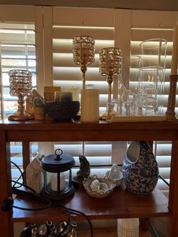 Decor items and 2 large shelves