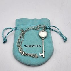Tiffany & Co. Sterling Silver Heart Key Locket Chain