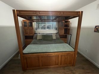 Oak California King Bed Frame with Storage