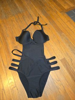 Black Halter Cut-Out One-Piece Swimsuit. XXXL