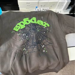 Sp5der Hoodie Slate Grey And Green