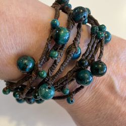 Handmade Crocheted Wire Bracelet With Beads