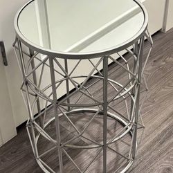 Mirrored and metal bedside table