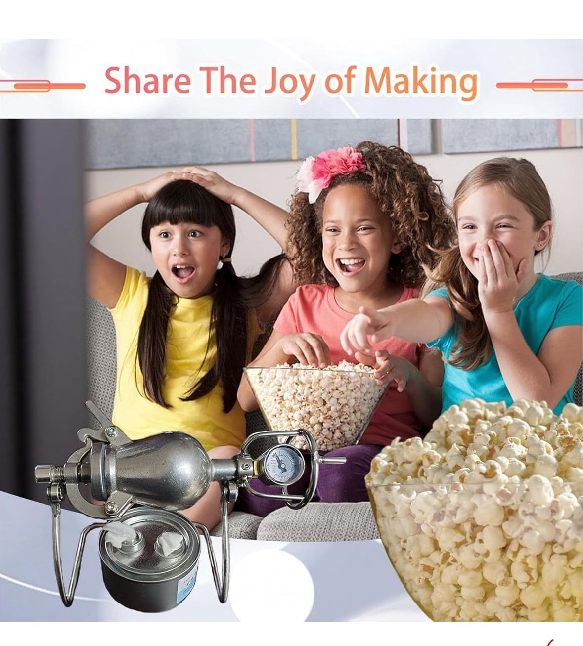 1-5: Generic Popcorn Maker Machine, Popcorn Pressure Cooker, Chinese Popcorn Cannon, with Precision Pressure Gauge and Base, (1000ml