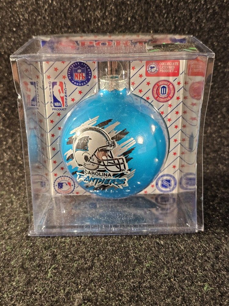 Vintage 1990s Officially Licensed NFL CAROLINA PANTHERS Glass Ornament. New!