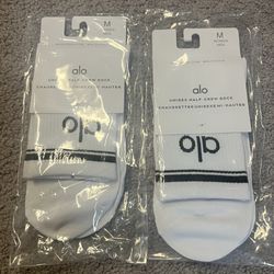 Alo Yoga Throwback Half Crew Unisex Socks Medium 
