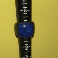 David Yurman Titanium Ring With Blue Lapis Stone 