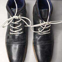 Parc Central Charcoal Washed Leather Cap Toe High Top Lace Up Shoes Men Sz 10US