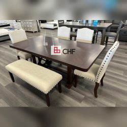 6 Pc Diningroom set || Table with 4 Chairs and bench included || 