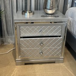Silver Nightstand W/ USB Plug Brand New In Box