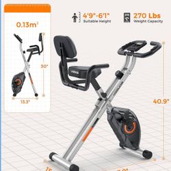 YOSUDA Exercise Bike, 3 in 1 Folding Exercise Bike for Seniors 270lbs Capacity, Magnetic X-Bike with 8-Level Resistance, Back Support Cushion for Home