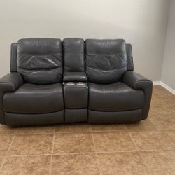 Power Leather Brown Loveseat 