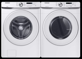 Samsung front load washer and dryer set.
