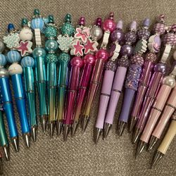 Mermaid Theme DIY Beaded Ballpoint Pens.