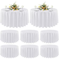 ncua 8 Pack Round Tablecloth 90 Inch White, Stain and