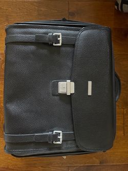 Brooks Brothers Pebbled Leather Rolling Travel Bag