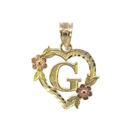 Women’s Ladies 10k Two Toned Rose Yellow Gold Initial G in a Heart Charm Pendant for Necklace GP3132599