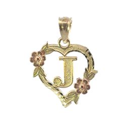 Women’s Ladies 10k Two Toned Rose Yellow Gold Initial J in a Heart Charm Pendant for Necklace GP3132595