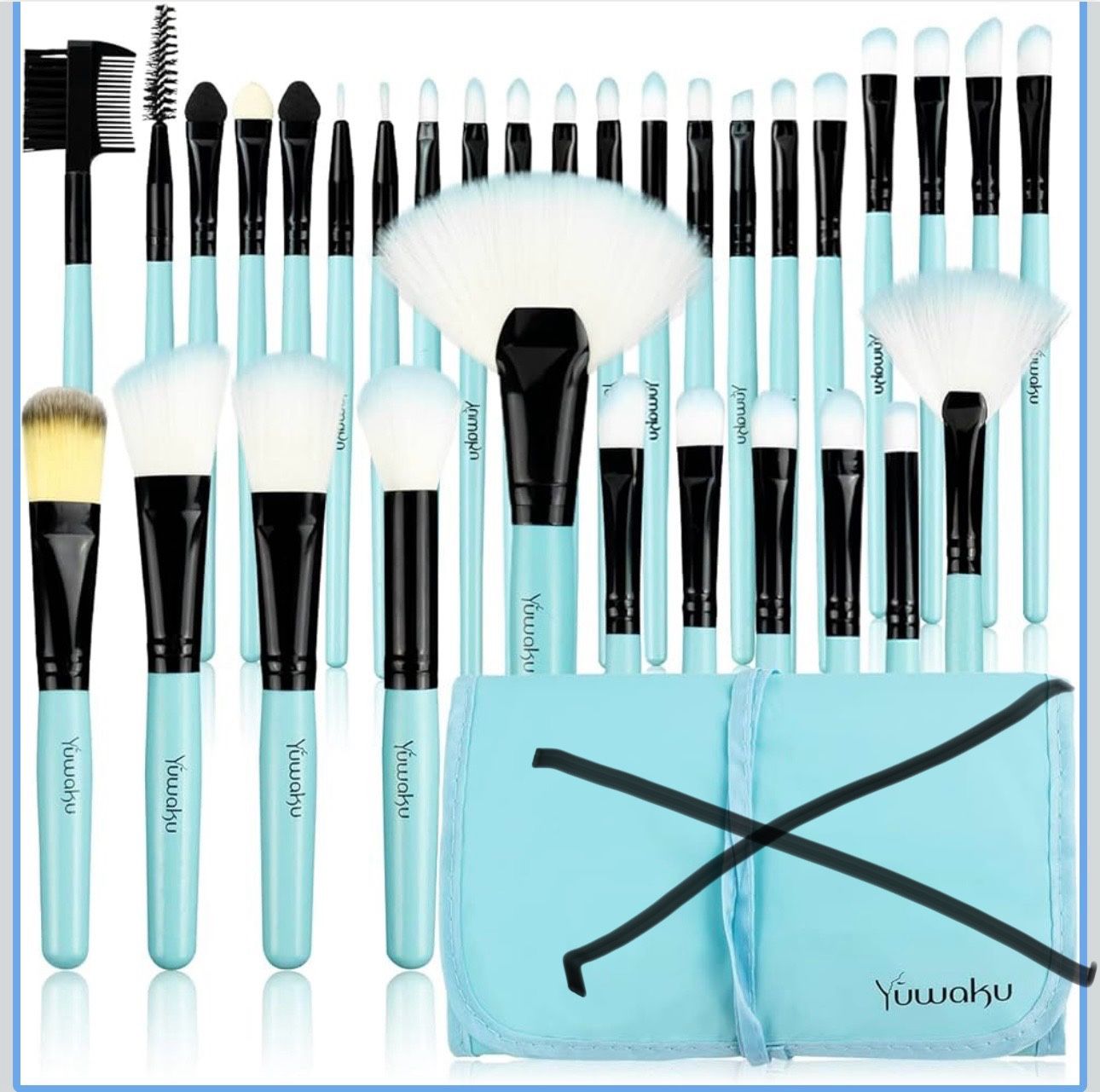 Makeup Brushes Set, 32pcs Blue Premium Cosmetic Make Up Brushes Foundation Blending Blush Concealer Shader Eyeshadow Eyeliner 