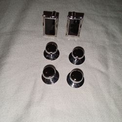 Onyx & Silver Cufflinks & Shirt Studs