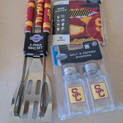 🎓 USC Fan Bundle – Neck Gaiter, 2-Piece BBQ Set & Salt + Pepper Shakers (New!)