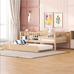 Twin Bed with Trundle – Natural