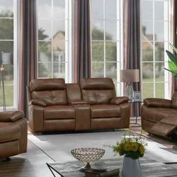 Motion Sofa In Gorgeous Tri-Tone Leatherette! Lowest Prices Ever!