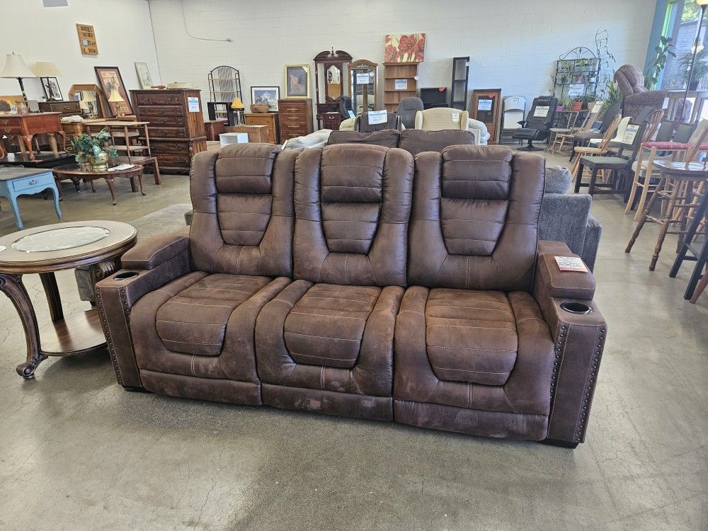 Power Dual Reclining Sofa With Adjustable Head Rest