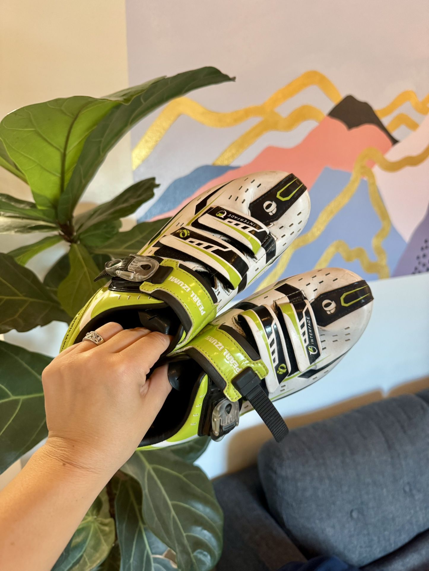 Pearl Izumi Interface Cycling Shoes, MEN EUR 42.5, Green/Black/White