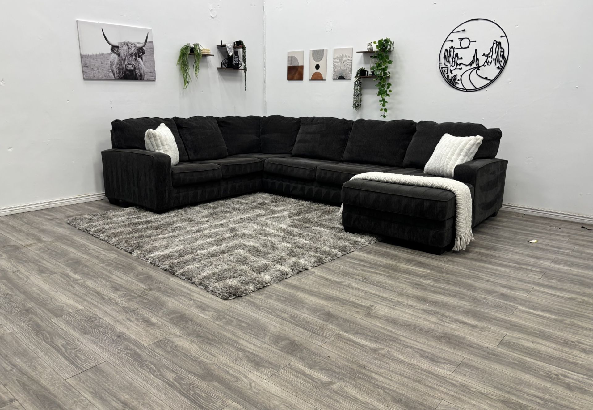 Dark Grey Sectional Couch - Free Delivery