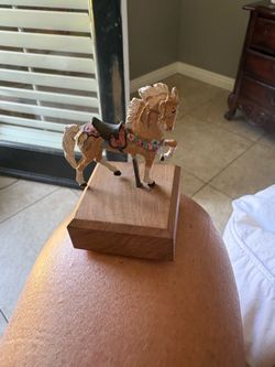 Carousel Horse Figurine on Wood Base