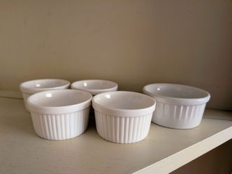 Set of 4 small ramekins tart dip lava cake crème brûlée soufflé baking dishes (approx 3/8 cup size)