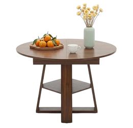 Sweetcrispy 59-in MDF Extendable Dining Table with Brown Oval Tabletop Storage Shelf and Pedestal Base for 4-8 People