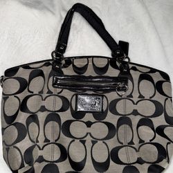 Coach Poppy Signature Black Gray Tote 