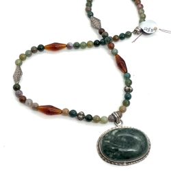 Sterling Seraphinite & Fancy Jasper Necklace