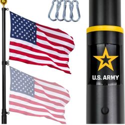 Service First US Army Black 25FT Telescoping Flagpole